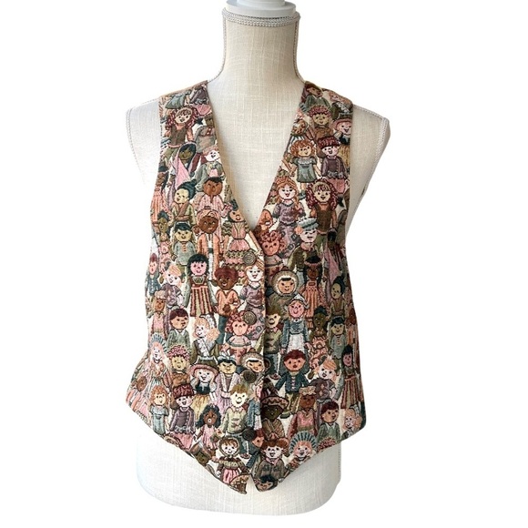 Vintage Nadia Jesse Spano Vest, 90s Brocade Vest, 
Village Brocade Size … - Picture 1 of 8